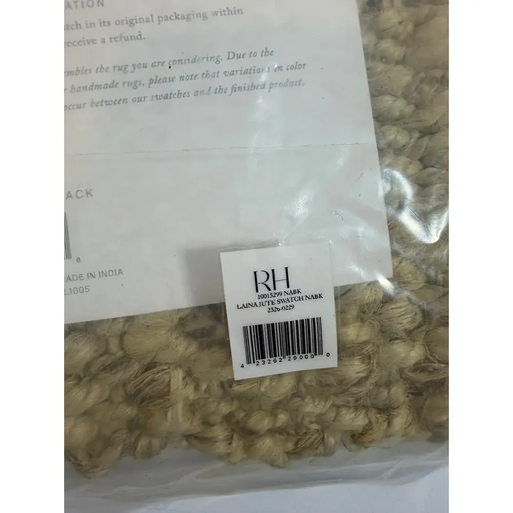RH restoration hardware Laina handwoven jute flatweave rug swatch 11
